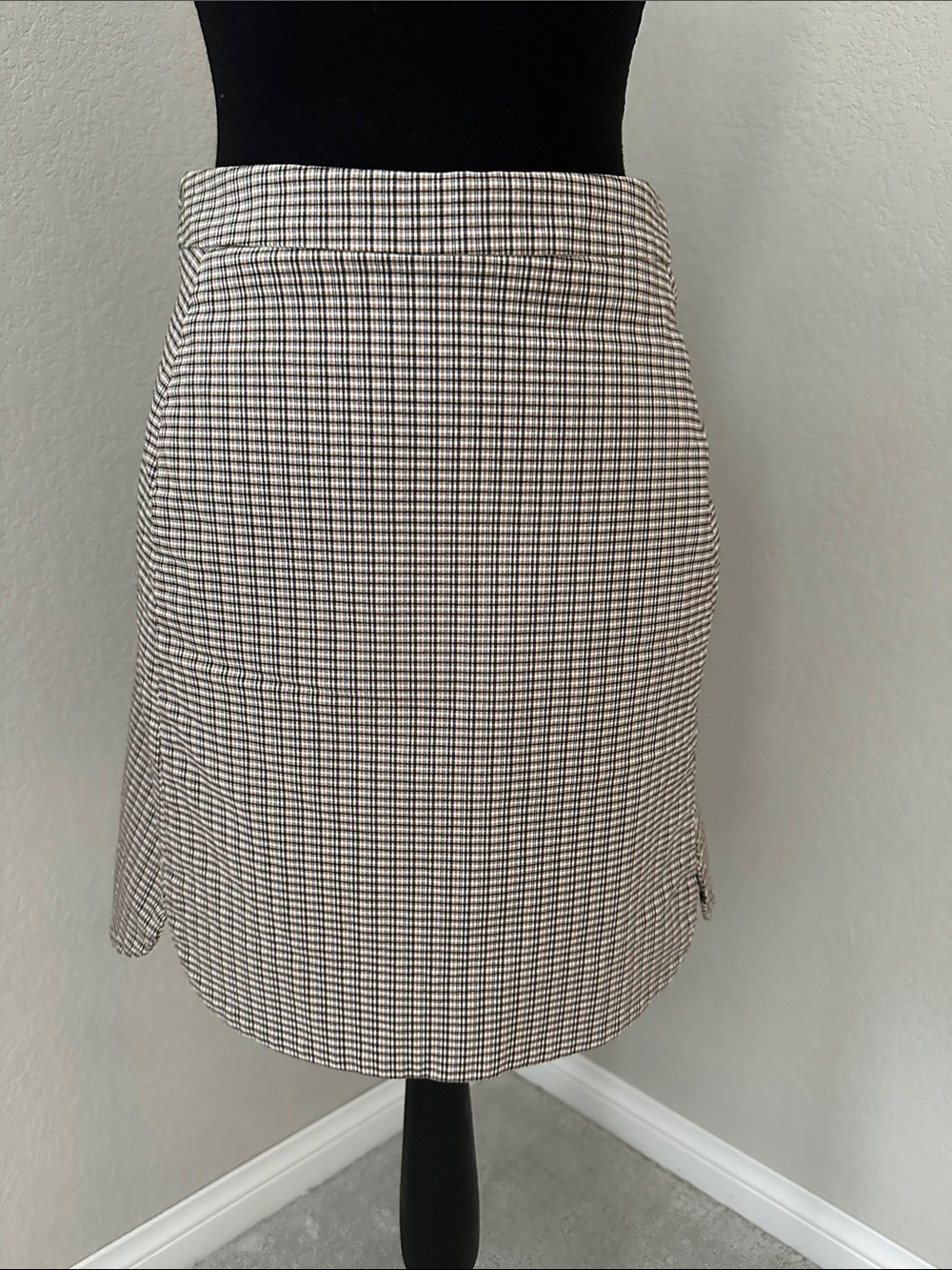 Margaret M Black & White Checked Mini Skirt